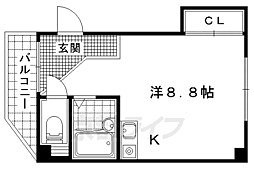エスポワール山科 ワンルームの間取図画像