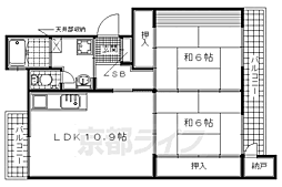 カーサ辻久 2LDKの間取図画像