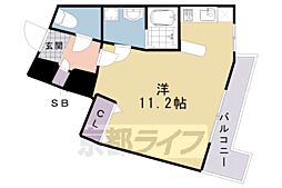 エリーフラッツ嵐山 ワンルームの間取図画像