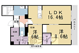 グランドール伏見桃山 2LDKの間取図画像