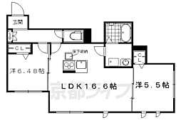 エクラージュ沙羅 2LDKの間取図画像