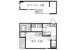 ハーモニーテラス深草十九軒町 1Kの間取図画像