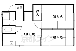 岡村マンション 2DKの間取図画像