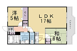 ユニ宇治マンション5号館 2LDKの間取図画像