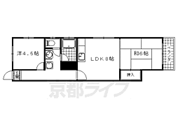 T・山極ハイツ 2LDKの間取図画像