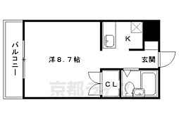 ベレビューハウス北白川 1Kの間取図画像