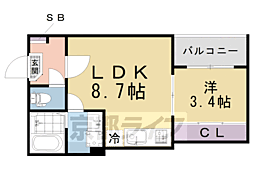 ミュゲット淀 1LDKの間取図画像