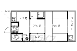 東英ハウス陣ノ内A棟 2Kの間取図画像