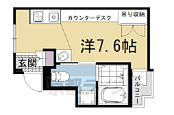 デトムワン京大前 ワンルームの間取図画像