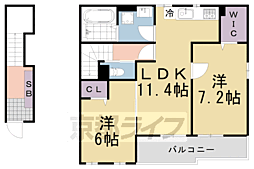 モルトベーネ 2LDKの間取図画像