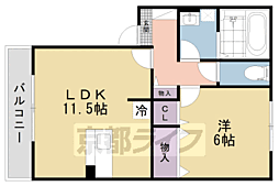 コンフォートくすは 1LDKの間取図画像