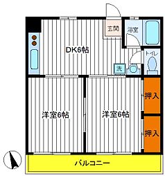 サンハイツ 2DKの間取図画像