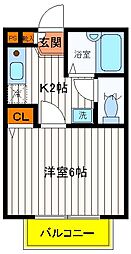 スーペリア2 1Kの間取図画像
