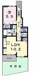 グロリアスホーム2 2LDKの間取図画像