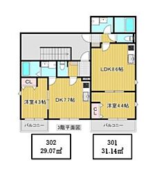 ハレレア タチカワ 1DKの間取図画像