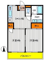 コートサンビュー 2DKの間取図画像