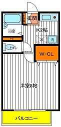 ローズパレットA 1Kの間取図画像