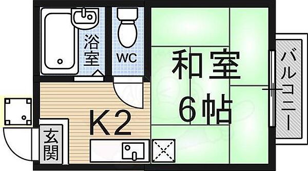 京都府京都市山科区東野北井ノ上町(賃貸アパート1K・1階・20.48㎡)の写真 その2