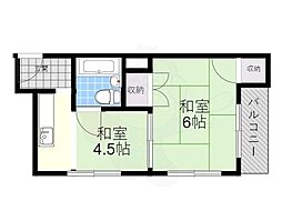 コーポ紅梅 1DKの間取図画像