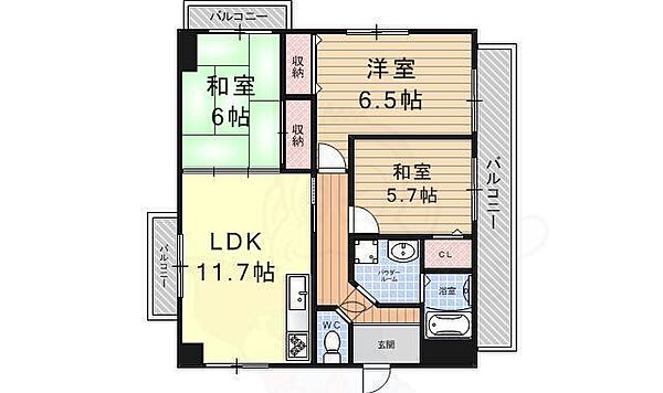 滋賀県大津市萱野浦(賃貸マンション3LDK・3階・70.02㎡)の写真 その2