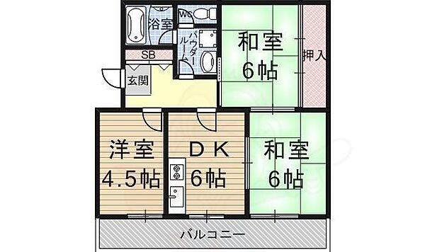 滋賀県大津市勧学１丁目(賃貸マンション3DK・2階・50.04㎡)の写真 その2