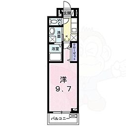 ラクーン堅田 2階1Kの間取り