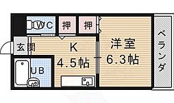 リバージュマンション 1Kの間取図画像