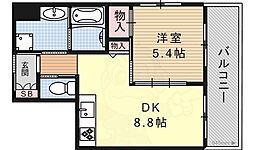 ビジュール琵琶湖京阪浜大津 1DKの間取図画像