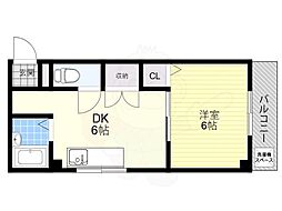 リバージュマンション 1DKの間取図画像