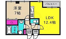 プラネシア星の子山科三条 1LDKの間取図画像