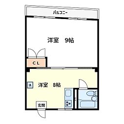 横川ビル 1DKの間取図画像