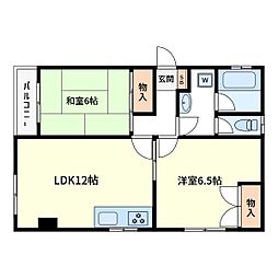 ヴィラ赤津 2LDKの間取図画像