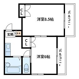 フジマツ第5ビル 2DKの間取図画像