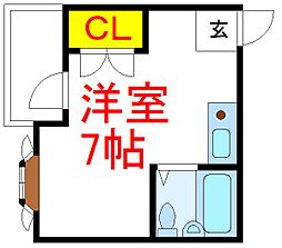 エバーグリーン ワンルームの間取図画像