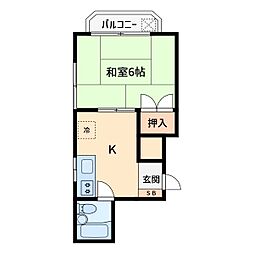 桑原マンション 1Kの間取図画像