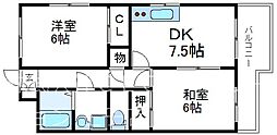 ビラクレール 2DKの間取図画像