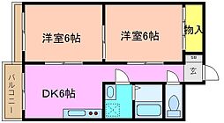 メゾンクレール 2DKの間取図画像