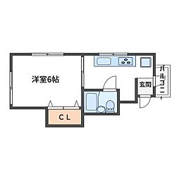 新町ハイム 1Kの間取図画像
