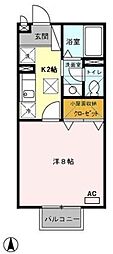 メルベーユ1ナベシマ 1Kの間取図画像