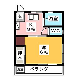 第二メイフェアー鹿島田 1Kの間取図画像