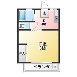 第二メイフェアー鹿島田 1DKの間取図画像