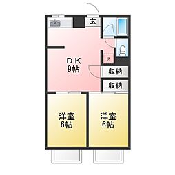 メイウール新川崎 2DKの間取図画像