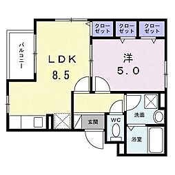 サニーレジデンス 1LDKの間取図画像