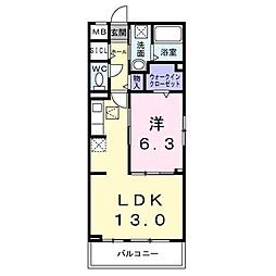 ブルーム 1LDKの間取図画像