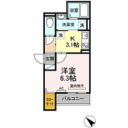 クレスタ 1Kの間取図画像