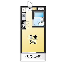 セントラルメゾンKUDO ワンルームの間取図画像