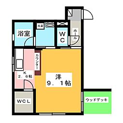 SHANGRI-LAカワサキ ワンルームの間取図画像