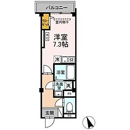 スカイエズレジデンス塚越 ワンルームの間取図画像