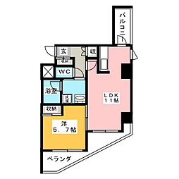 リバーサウス川崎 1LDKの間取図画像