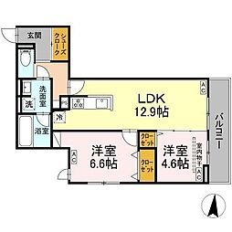 D Paina 小倉V 2LDKの間取図画像